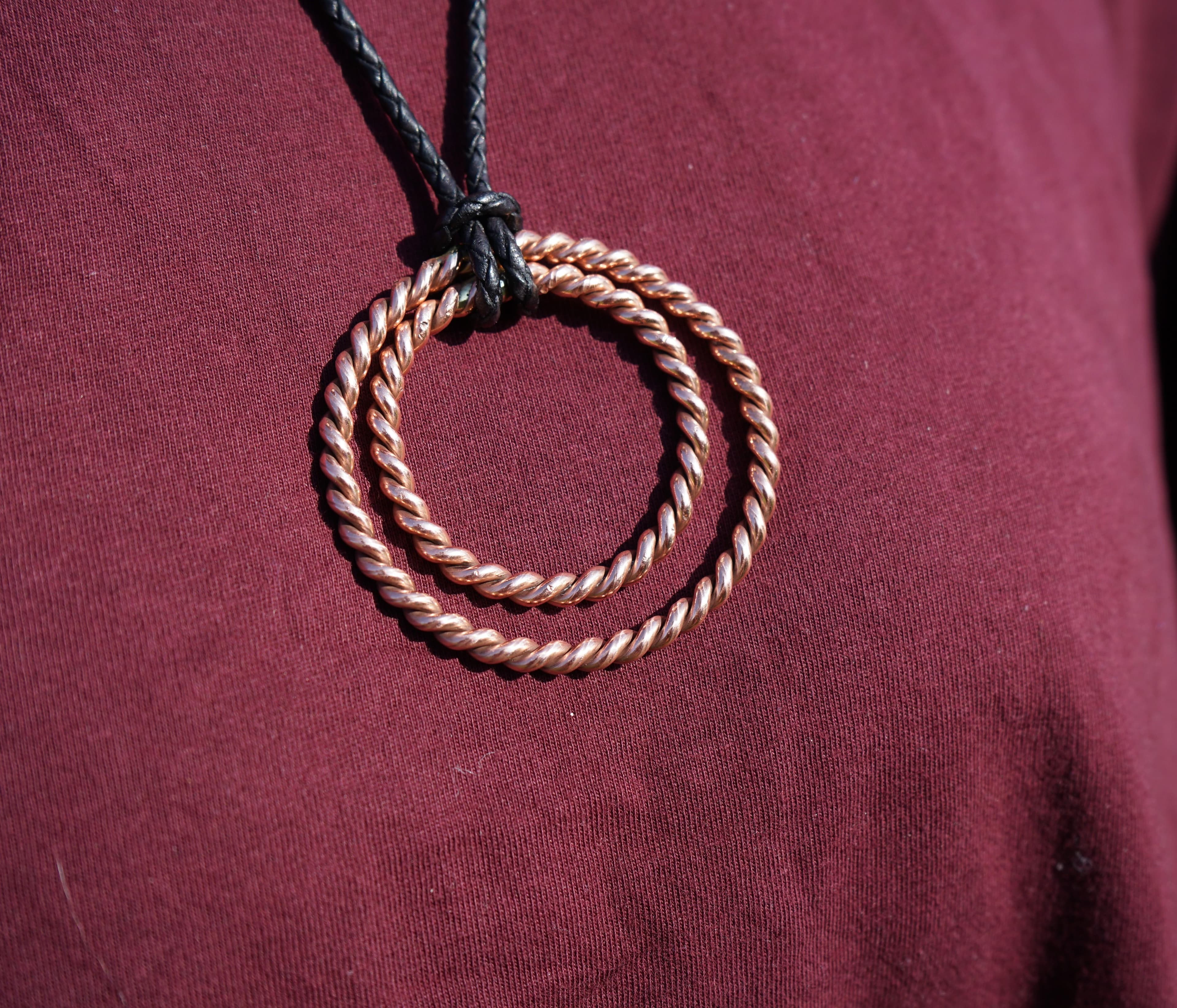 Double Sacred Cubit Copper Tensor Ring Necklace