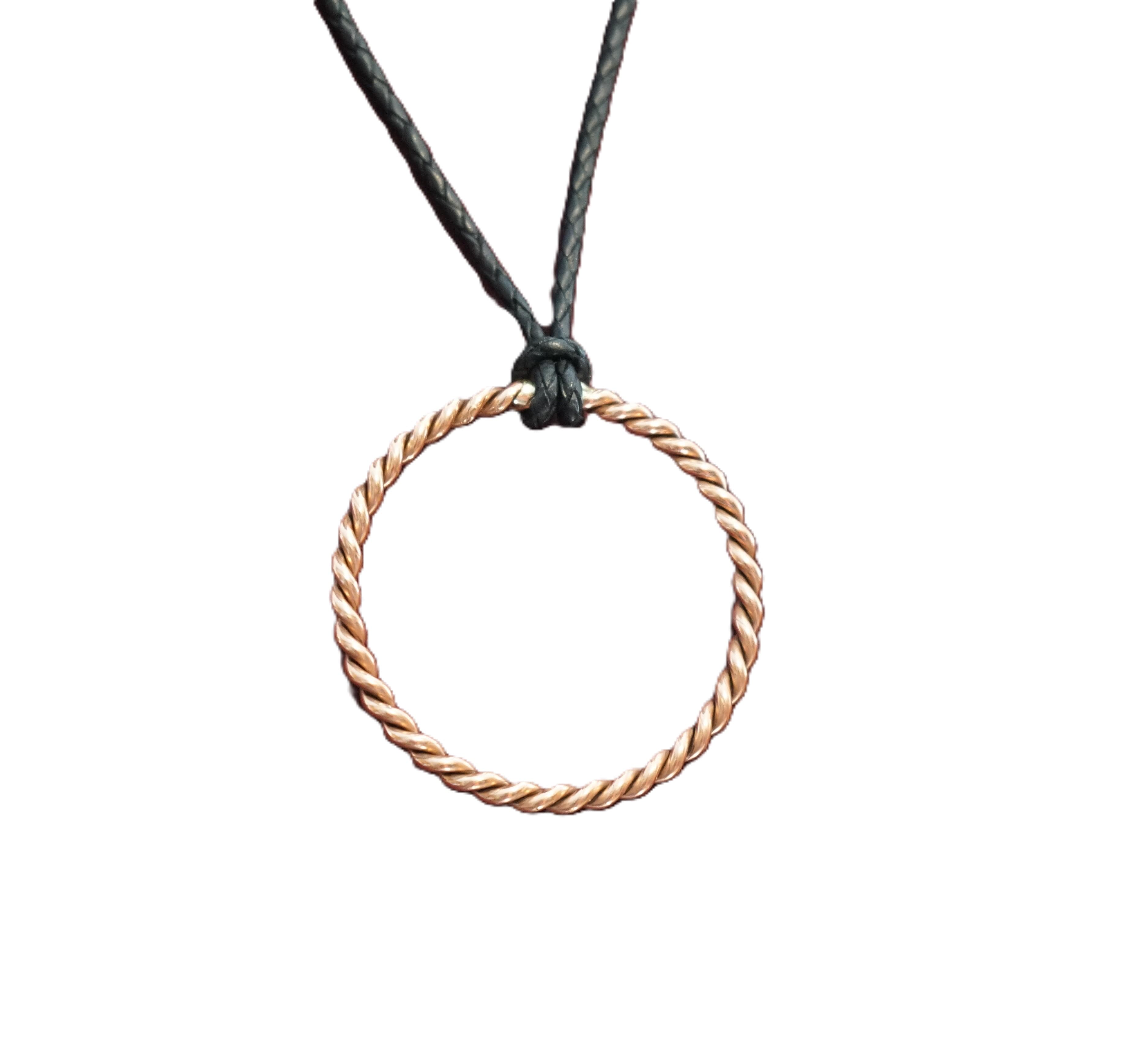 Sacred Cubit Copper Tensor Ring Necklace on Leather Cord